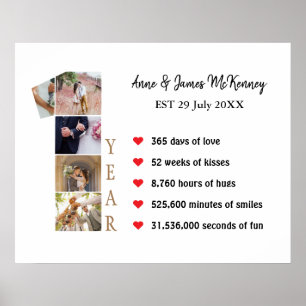 Anpassningsbar Fotonummer Ramar 1:a årsdagen Poster