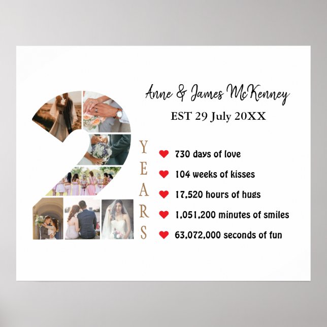 Anpassningsbar Fotonummer Ramar, 2:a årsdagen Poster (Framsidan)