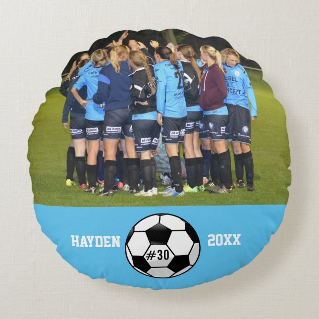 Anpassningsbar Fotopaket Namn teamnummer Rund Kudde (Framsidan)