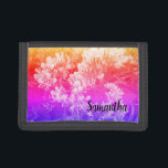 Anpassningsbar fotoplånbok med regnbåge<br><div class="desc">Anpassningsbarnas fotoplånbok med regnbågsutskrift. Bild av blommigt med personlig namn eller monogram brev. Svart eller anpassningsbar färg väv. Coola Birthday presentidé för manar,  kvinnor och barn. Kin- och penningplånböcker för honom och henne. Överför din egen bild som tillval.</div>