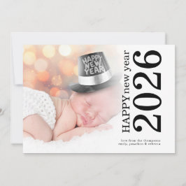 Anpassningsbar Fotoroterad text Gott nytt år 2026 Julkort