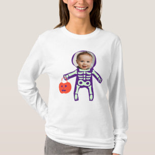 Anpassningsbar fotoskelett bus eller godis Hallowe T Shirt