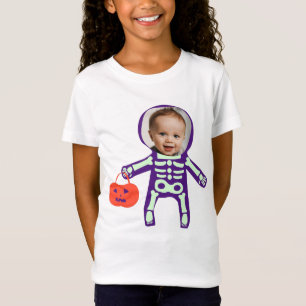 Anpassningsbar fotoskelett bus eller godis Hallowe T Shirt