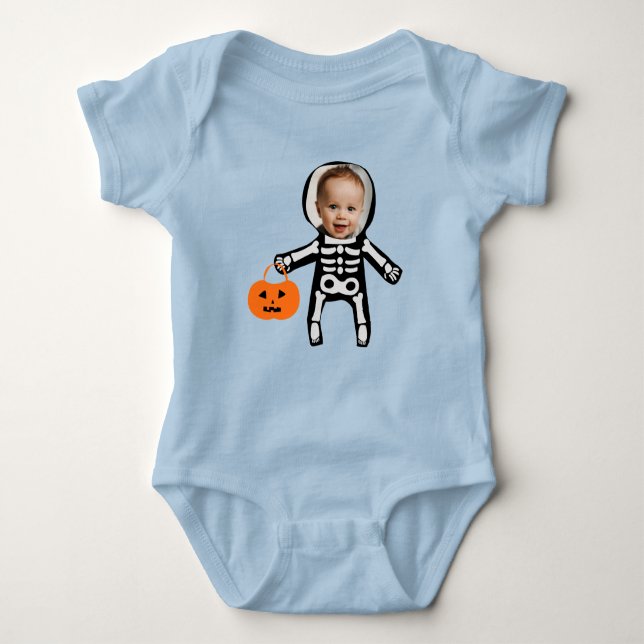 Anpassningsbar fotoskelett Halloween bus eller god T Shirt (Framsida)