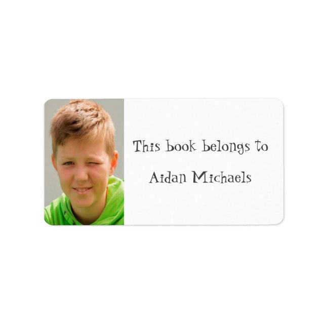 Anpassningsbar-fotoskolbokskylt namn adressetikett (Framsidan)