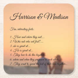 Anpassningsbar fotoskript ett par roligtar bröllop underlägg papper kvadrat