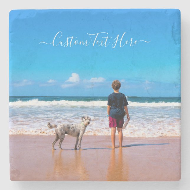 Anpassningsbar fotostenen Underlägg med text (Framsidan)