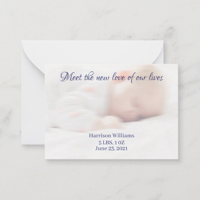 Anpassningsbar fotot Baby Birth Namn annons kort (Framsida)