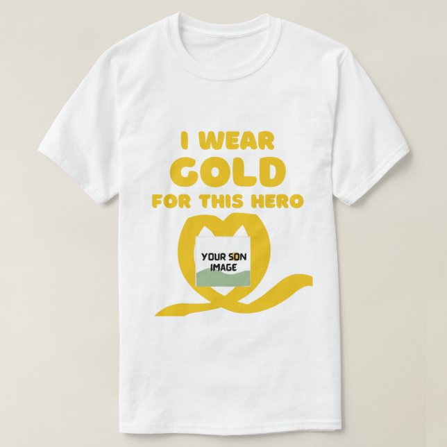 anpassningsbar fotot bära guld för min barncancer  t shirt (Design framsida)