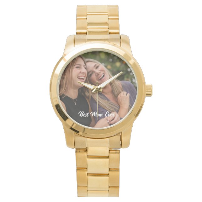 Anpassningsbar fotot Bästa mamma någonsin Citat Mo Armbandsur (Framsida)