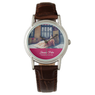 Anpassningsbar fotot bröllop rosa armbandsur