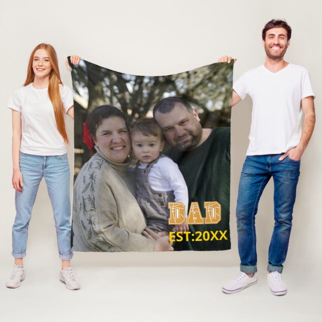 Anpassningsbar fotot Fars dag Sports Pappa Basketb Fleecefilt (På plats)