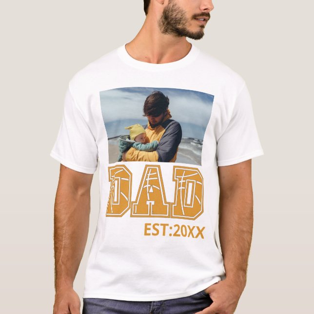 Anpassningsbar fotot Fars dag Sports Pappa Basketb T Shirt (Framsida)