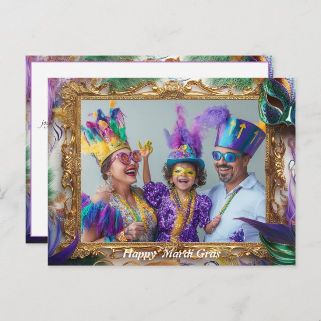 Anpassningsbar fotot Mardi Gras Magic Postcard Vykort (Fram/baksida)