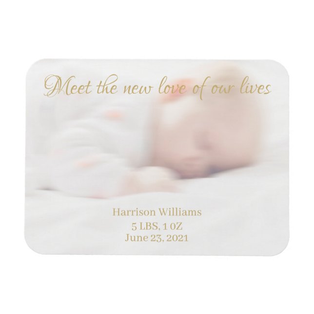 Anpassningsbar fotot namn Baby Birth Announcement  Magnet (Horisontell)