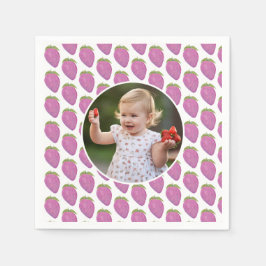 Anpassningsbar-fotot rosa Berry First Födelsedagsf Pappersservett