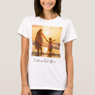 Anpassningsbar fotot-skift med text t shirt