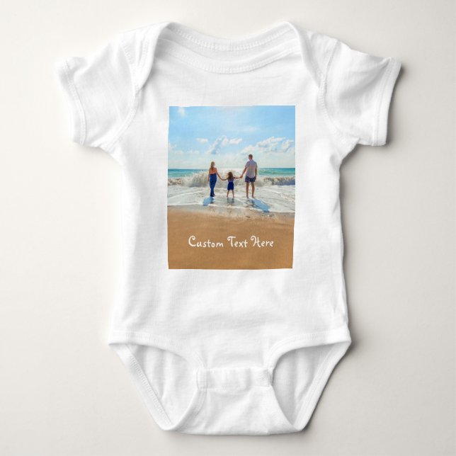 Anpassningsbar Fototext Baby Bodykostym din fotode T Shirt (Framsida)