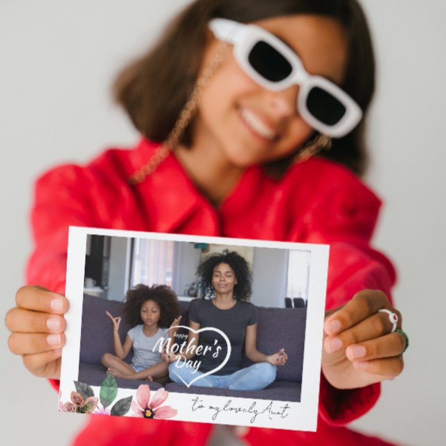 Anpassningsbar Fototext Blommigt Mors dag Moster Helgkort (Skapare uppladdad)