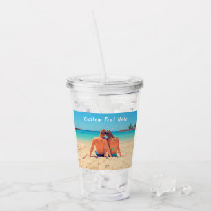 Anpassningsbar Fototext Namn Acrylic Tumbler dina  Take Away Mugg