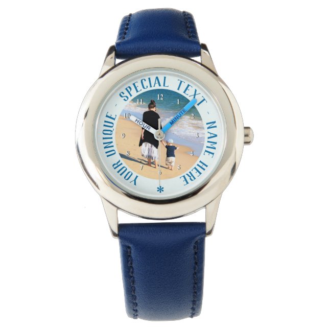 Anpassningsbar Fototext Se dina favoritfoton Armbandsur (Framsida)