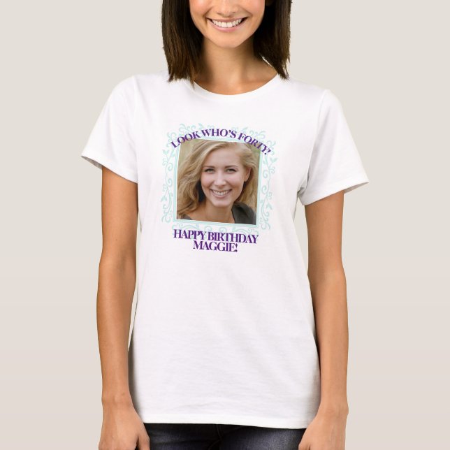 Anpassningsbar Fototext| Skapa din egen 40:e födel T Shirt (Framsida)