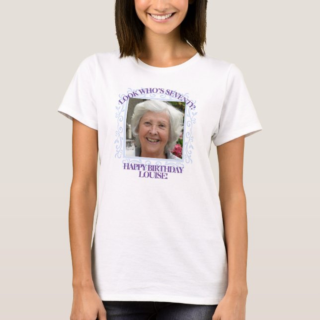 Anpassningsbar Fototext| Skapa din egen 70:e födel T Shirt (Framsida)