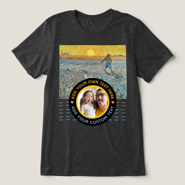 Anpassningsbar Fototext - Van Gogh Art Birthday He T Shirt (Design Framsida)