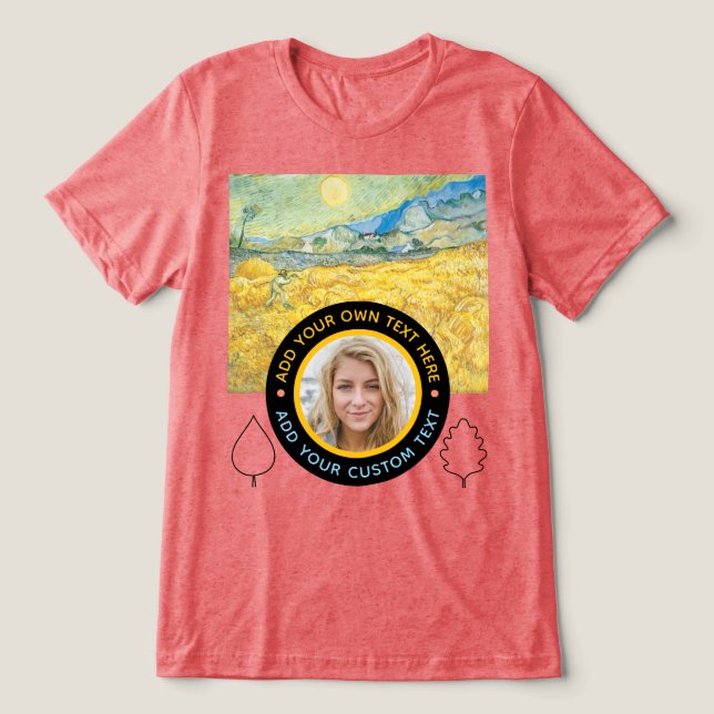 Anpassningsbar Fototext - Van Gogh Art Birthday He T Shirt (Design Framsida)