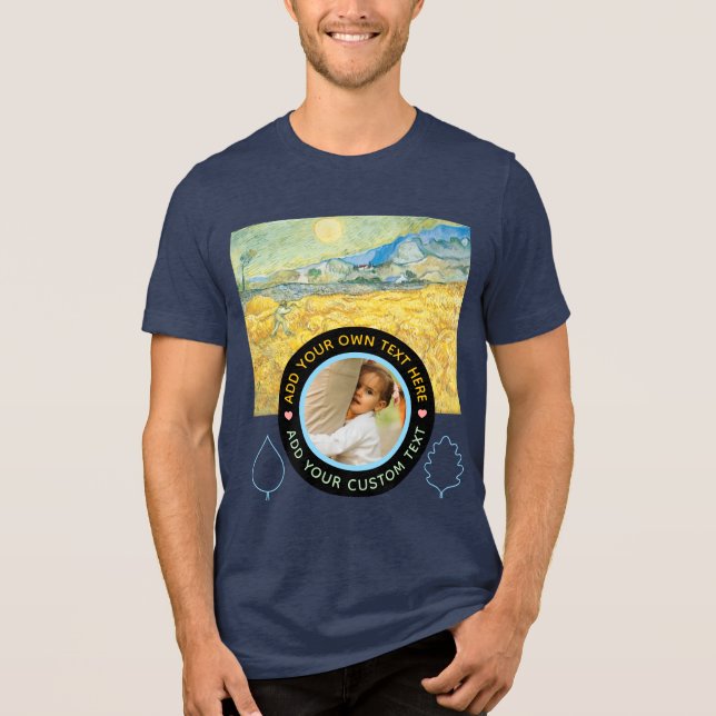 Anpassningsbar Fototext - Van Gogh Art Birthday He T Shirt (Framsida)