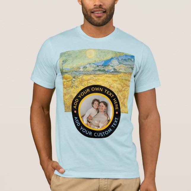 Anpassningsbar Fototext - Van Gogh Art Birthday He T Shirt (Framsida)