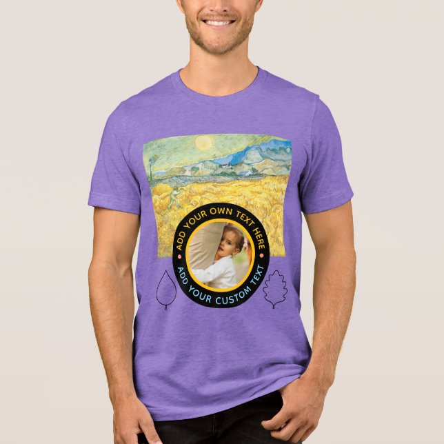 Anpassningsbar Fototext - Van Gogh Art Birthday He T Shirt (Framsida)