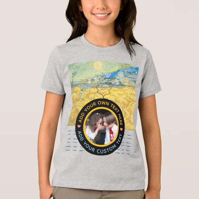 Anpassningsbar Fototext - Van Gogh Art Birthday He T Shirt (Framsida)