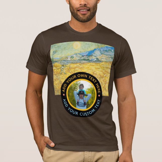 Anpassningsbar Fototext - Van Gogh Art Birthday He T Shirt (Framsida)