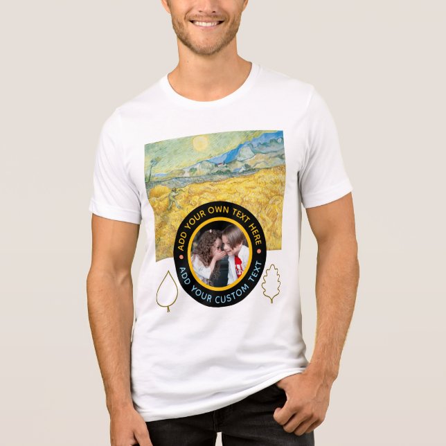 Anpassningsbar Fototext - Van Gogh Art Birthday He T Shirt (Framsida)