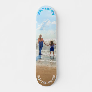 Anpassningsbar Fototextskateboard - dina familjefo Mini Skateboard Bräda 18,5 Cm
