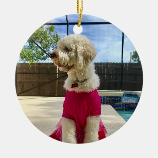 Anpassningsbar Fotouppsättning Julgransprydnad Keramik (Framsidan)