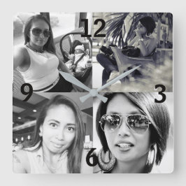 Anpassningsbar Fotoväggslås Fyrkantig Klocka