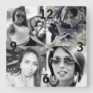 Anpassningsbar Fotoväggslås Fyrkantig Klocka