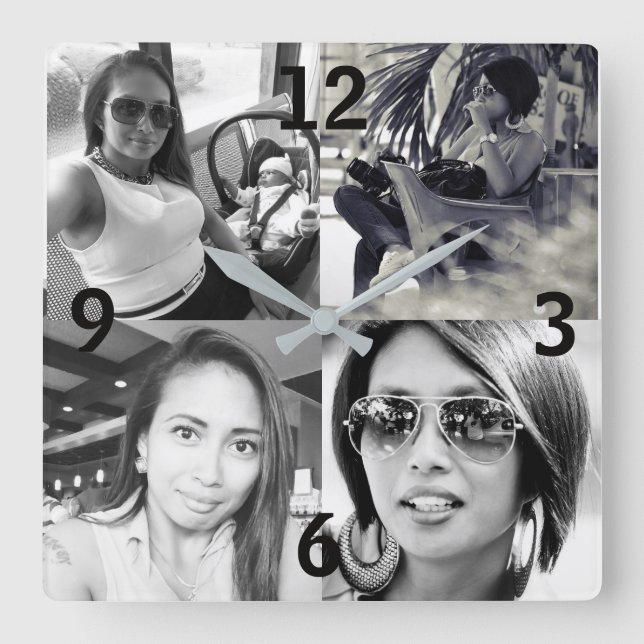 Anpassningsbar Fotoväggslås Fyrkantig Klocka (Framsida)