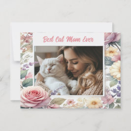 Anpassningsbar Fotovykort för Cat Lovers Blommigt Vykort