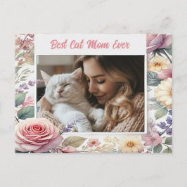 Anpassningsbar Fotovykort för Cat Lovers Blommigt  Vykort