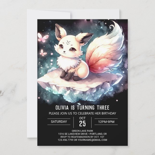 Anpassningsbar Fox Birthday Inbjudningar (Framsida)