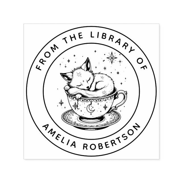 Anpassningsbar Fox Bookplate Frimärke Självfärgande Stämpel (Design)