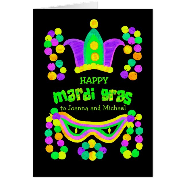 Anpassningsbar Framsida av Bright Mardi Gras Card  Hälsningskort (Framsidan)