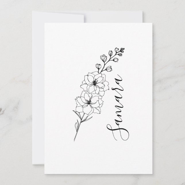 Anpassningsbar från juli Delphinium Birth Flower G Inbjudningar (Framsida)