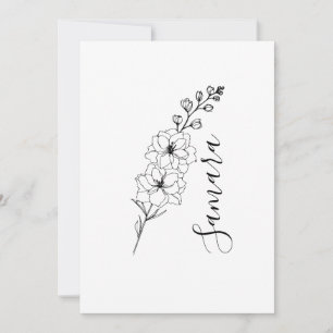 Anpassningsbar från juli Delphinium Birth Flower G Inbjudningar