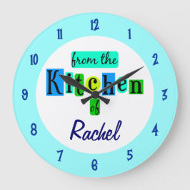 Anpassningsbar från köket i Färg av blå Grönt Stor Klocka