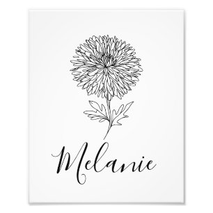 Anpassningsbar från september Aster Birth Flower G Fototryck