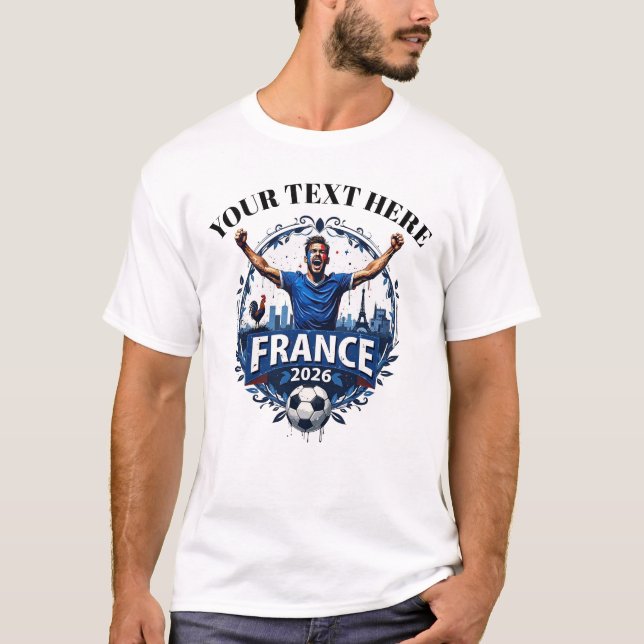 Anpassningsbar Frankrike fotbollslag supporter T Shirt (Framsida)